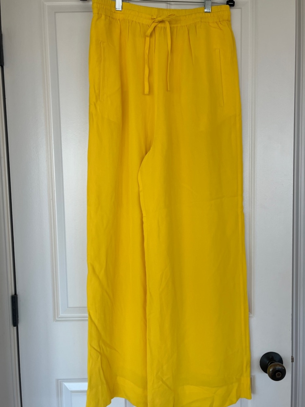 Yellow Wide-Leg Drawstring Pants